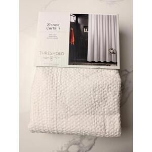 Threshold Waffle Weave Shower Curtain Ivory 72x72 100% Cotton New